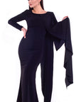 LILA (DARK BEAUTY) EXCLUSIVE LONG BLACK ELEGANT GOWN-DRESS-ROSA FAIZZAD