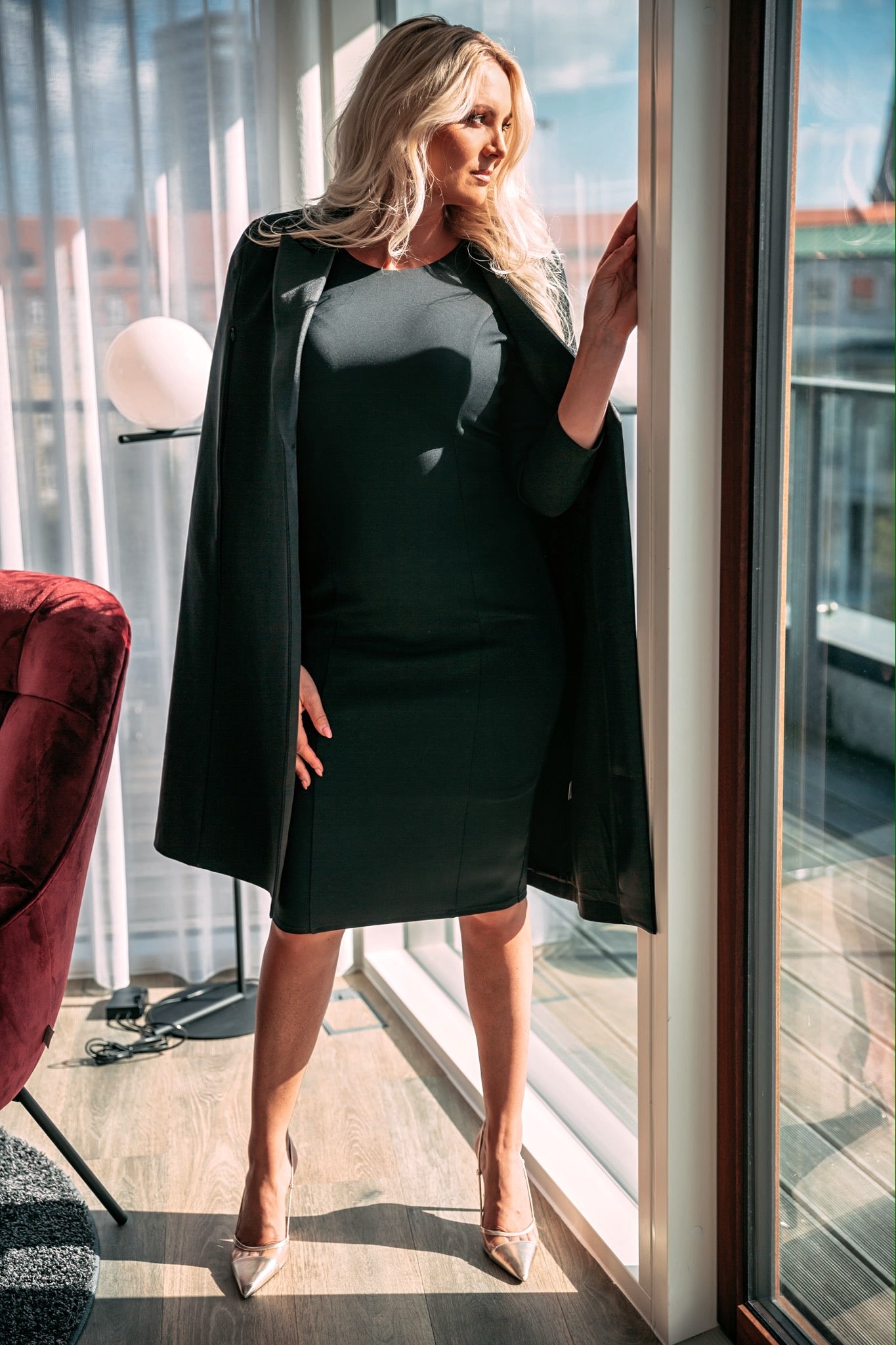 MIA (MINE) MUST-HAVE CLASSIC BLACK CAPE-DRESS-ROSA FAIZZAD