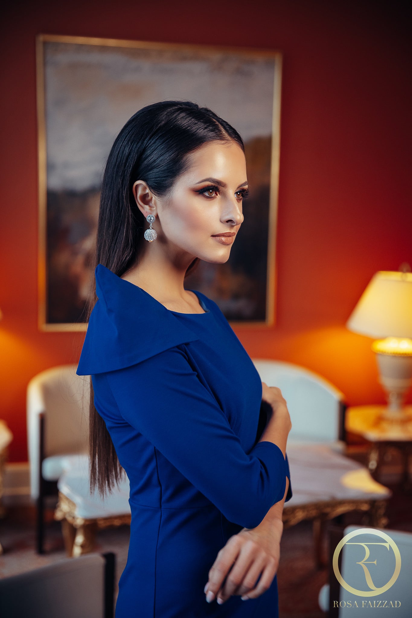 RAINA (PEACEFUL QUEEN) ELEGANT ROYAL BLUE SHOULDER DETAIL DRESS-DRESS-ROSA FAIZZAD