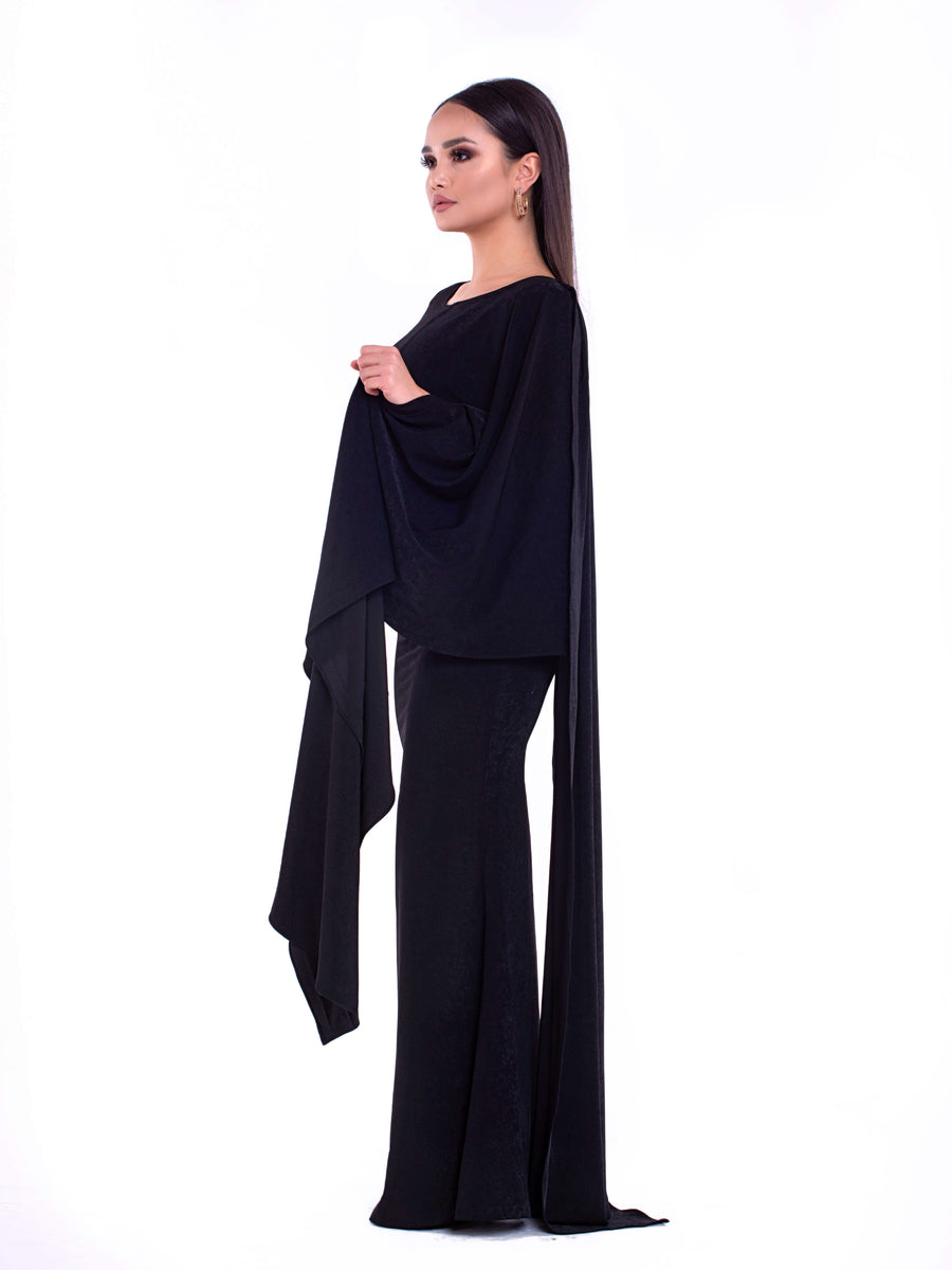 LILA (DARK BEAUTY) EXCLUSIVE LONG BLACK ELEGANT GOWN-DRESS-ROSA FAIZZAD