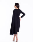 VARIETY (TRUTHFUL) BLACK ONE SLEEVE W/ SIDE CAPE-DRESS-ROSA FAIZZAD