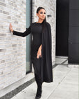 VARIETY (TRUTHFUL) BLACK ONE SLEEVE W/ SIDE CAPE-DRESS-ROSA FAIZZAD