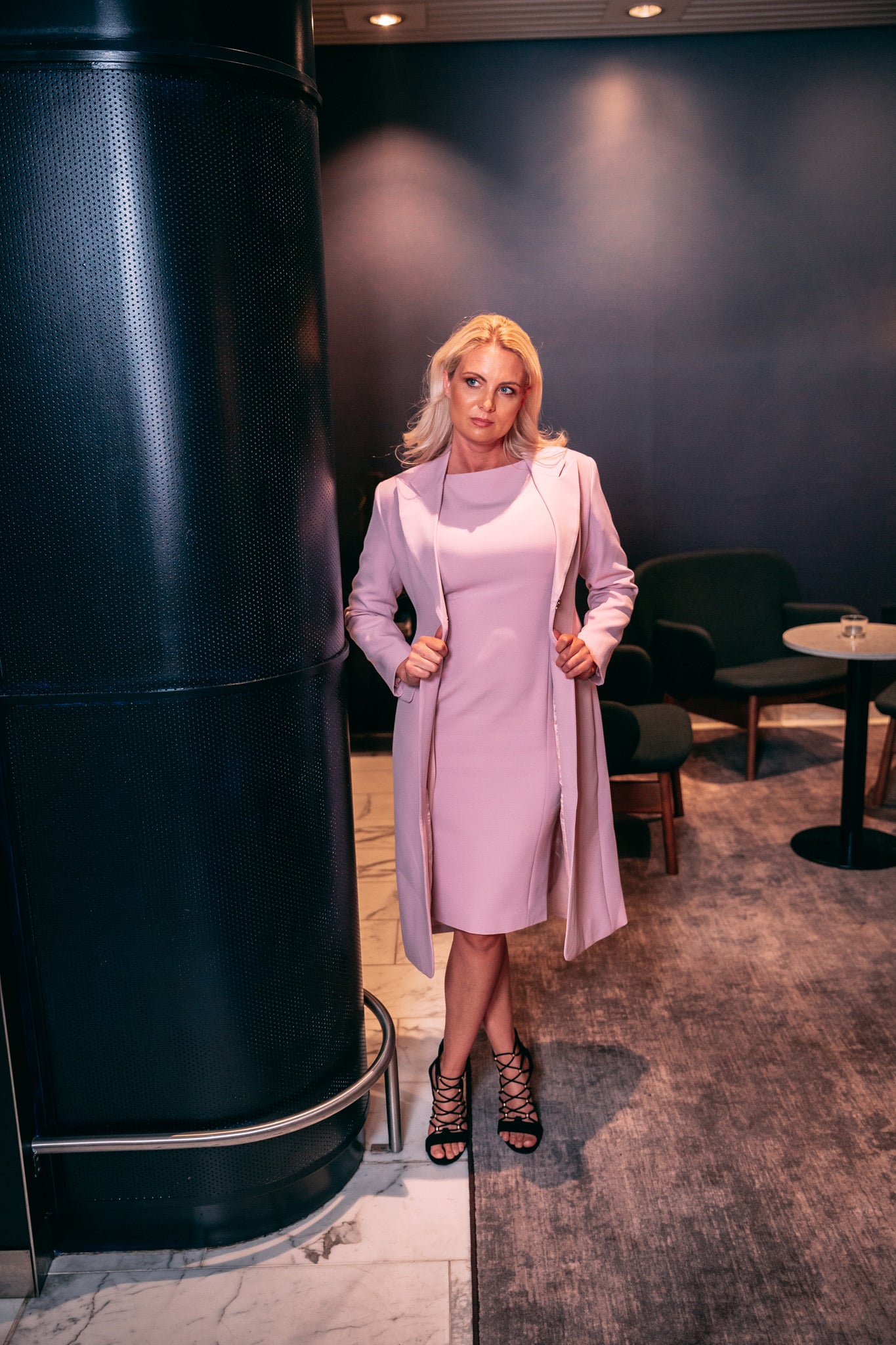 ELLEN (BRIGHT) 2-PIECE BLUSH POWERSUIT LONG BLAZER & DRESS-DRESS-ROSA FAIZZAD