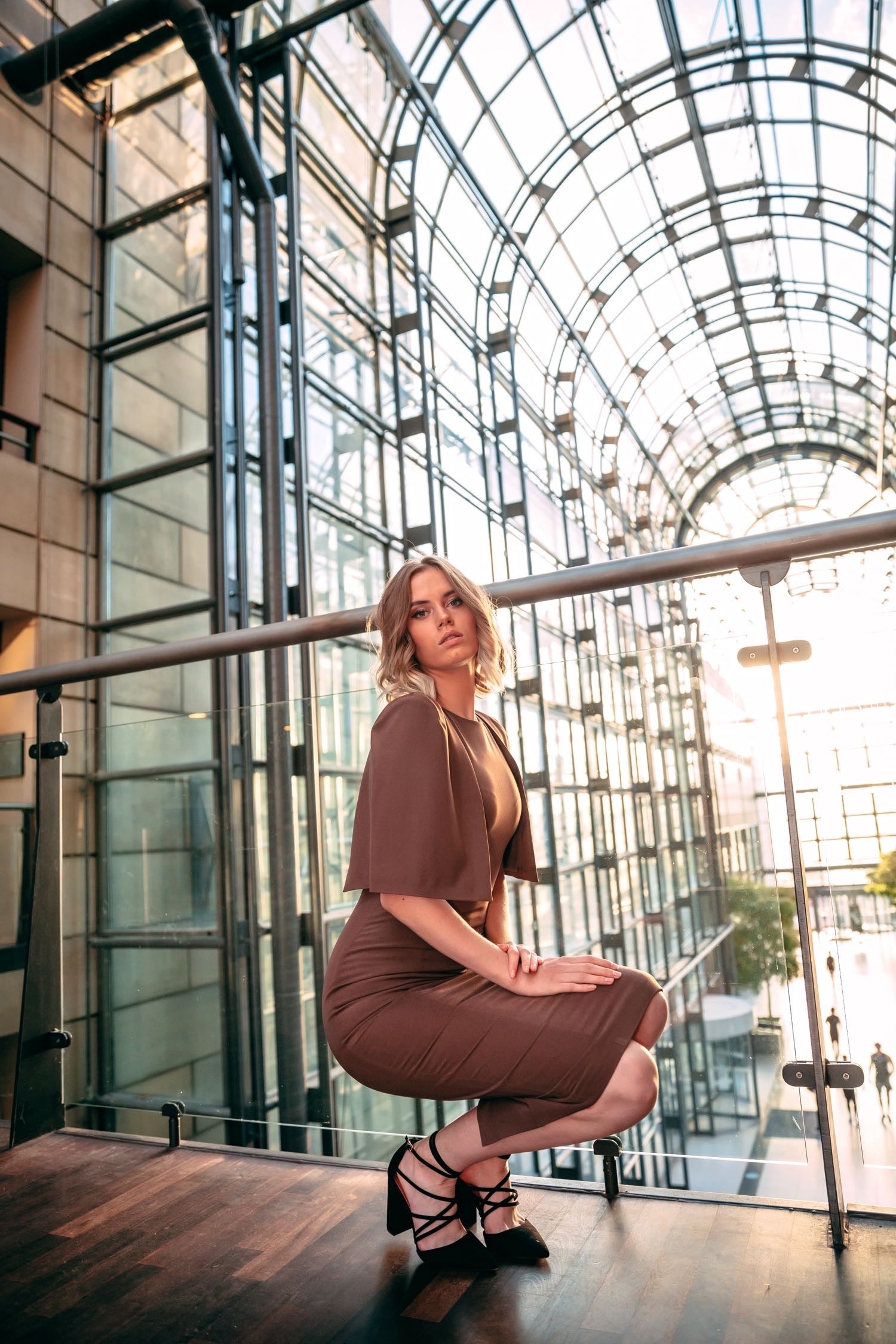 ZOE (LIFE) BROWN SHORT CAPE DRESS-DRESS-ROSA FAIZZAD