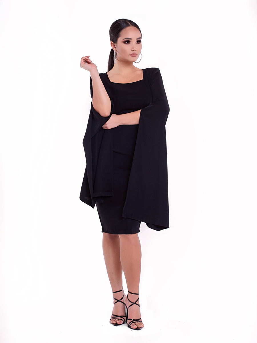 RANYA (CONQUERER) THE PERFECT LITTLE BLACK DRESS W/ SLIT SLEEVE-DRESS-ROSA FAIZZAD