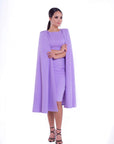 ACASIA (HONORABLE) - LILAC CAPE DRESS WITH QUARTER SLEEVES-DRESS-ROSA FAIZZAD