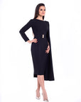 VARIETY (TRUTHFUL) BLACK ONE SLEEVE W/ SIDE CAPE-DRESS-ROSA FAIZZAD