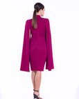 KIANA (DIVINE) MAGENTA HIGH NECK CAPE DRESS-DRESS-ROSA FAIZZAD