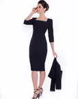 AIZA (NOBLE) BLACK SET - DRESS W/ JACKET-DRESS-ROSA FAIZZAD