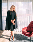 MIA (MINE) MUST-HAVE CLASSIC BLACK CAPE-DRESS-ROSA FAIZZAD