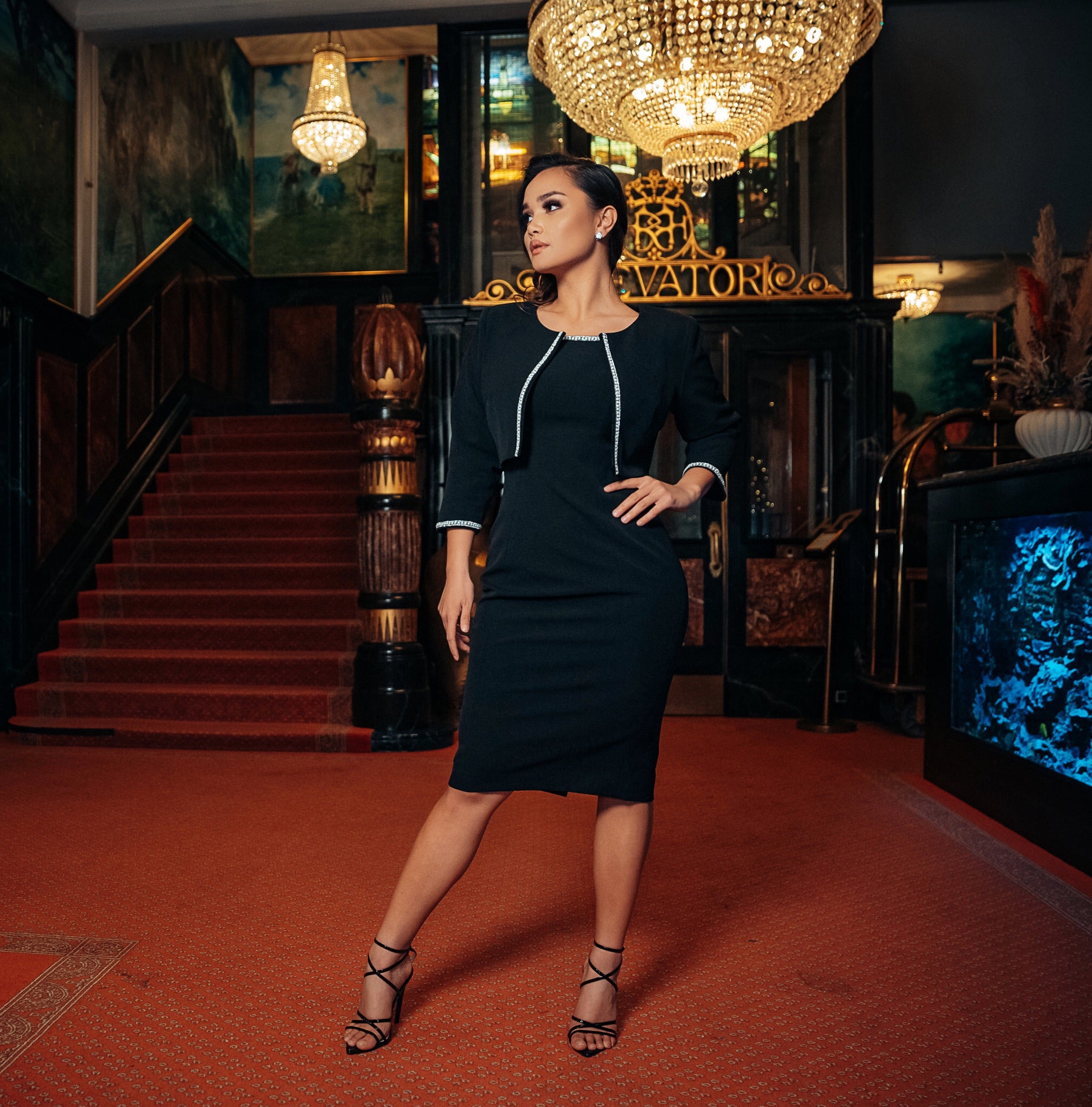 AIZA (NOBLE) BLACK SET - DRESS W/ JACKET-DRESS-ROSA FAIZZAD