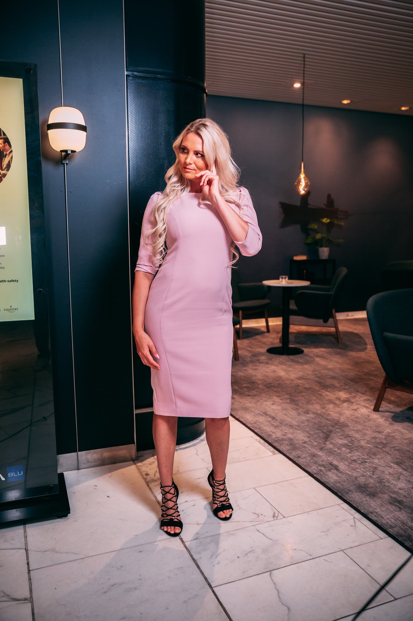 ELLEN (BRIGHT) 2-PIECE BLUSH POWERSUIT LONG BLAZER & DRESS-DRESS-ROSA FAIZZAD