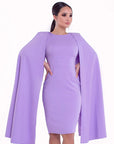 ACASIA (HONORABLE) - LILAC CAPE DRESS WITH QUARTER SLEEVES-DRESS-ROSA FAIZZAD