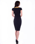 ALICE (DECENT) CLASSIC BLACK DRESS WITH GOLD DECORATION-DRESS-ROSA FAIZZAD