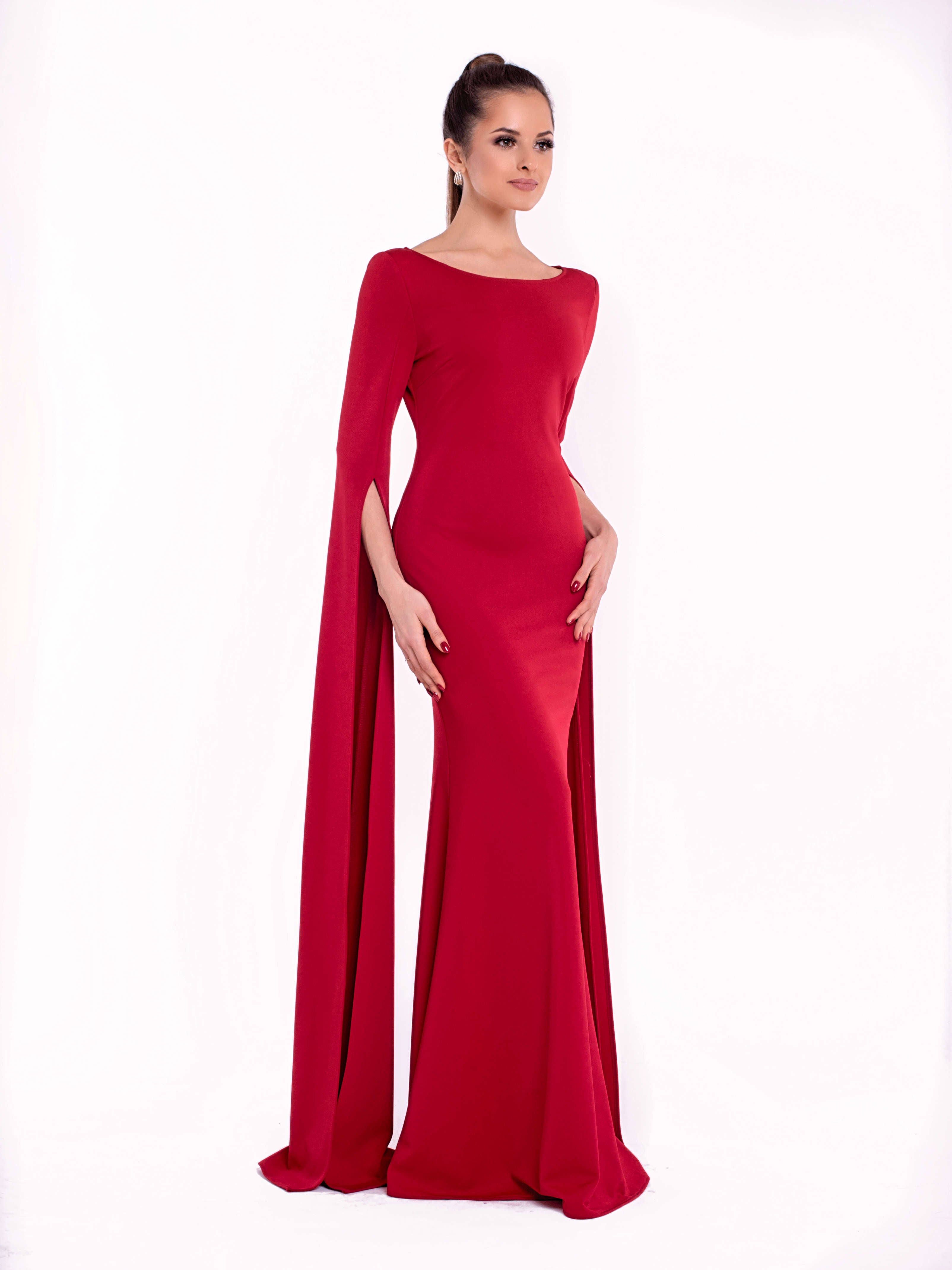 AMORA (LOVE) DRAMATIC RED SLIT SLEEVE MAXI DRESS-DRESS-ROSA FAIZZAD