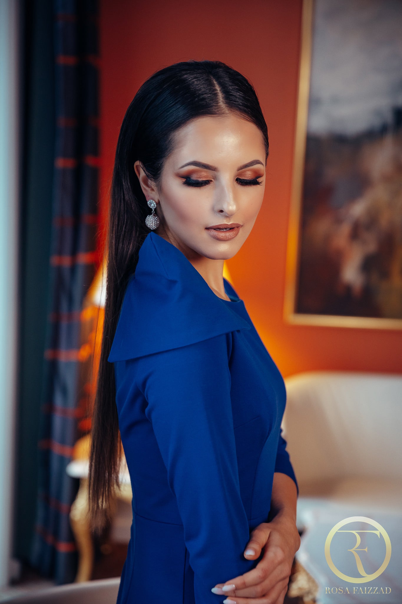 RAINA (PEACEFUL QUEEN) ELEGANT ROYAL BLUE SHOULDER DETAIL DRESS-DRESS-ROSA FAIZZAD