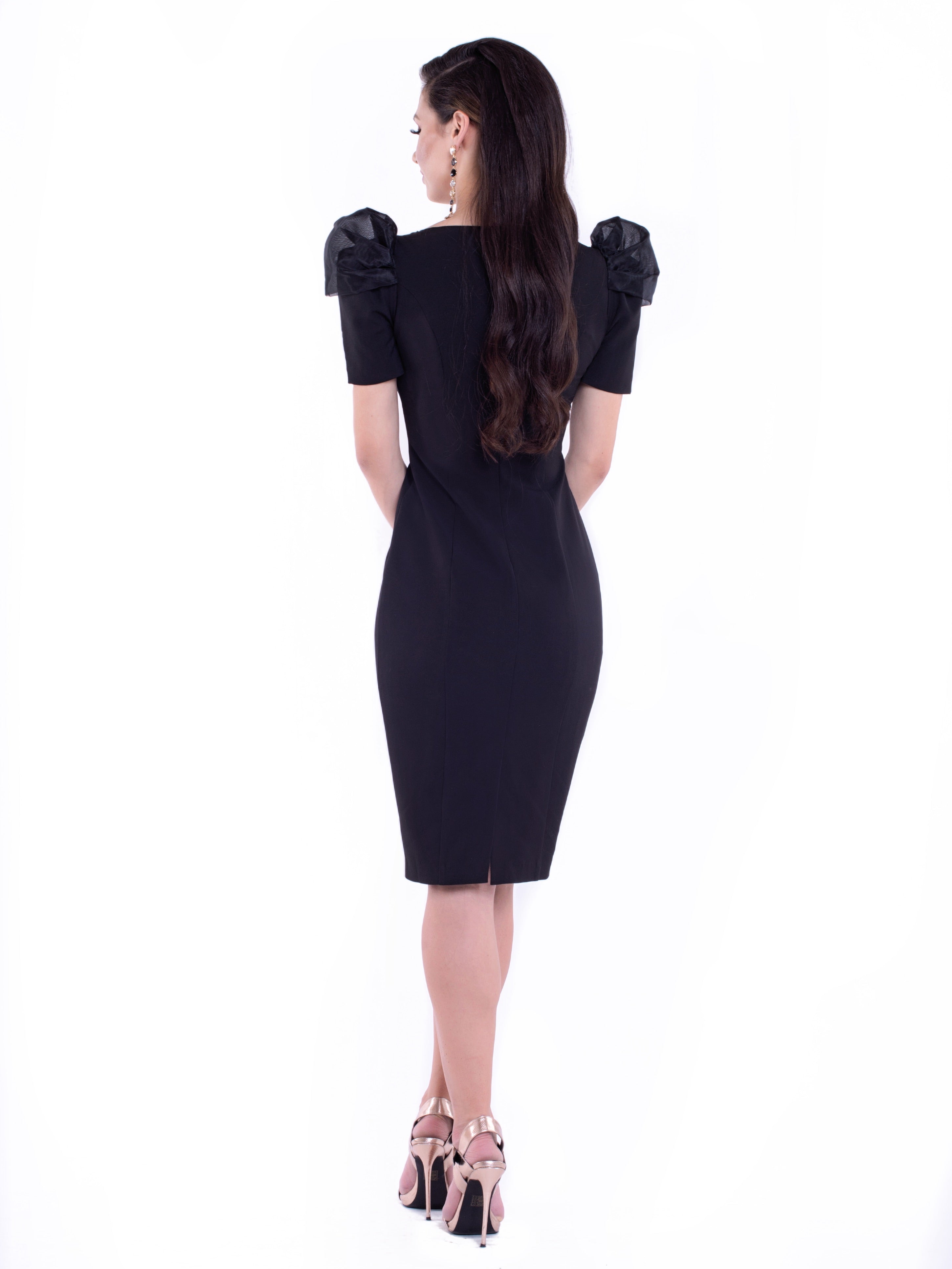 AMANI (WISH) BLACK PUFF SHOULDER DRESS-DRESS-ROSA FAIZZAD