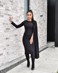 VARIETY (TRUTHFUL) BLACK ONE SLEEVE W/ SIDE CAPE-DRESS-ROSA FAIZZAD