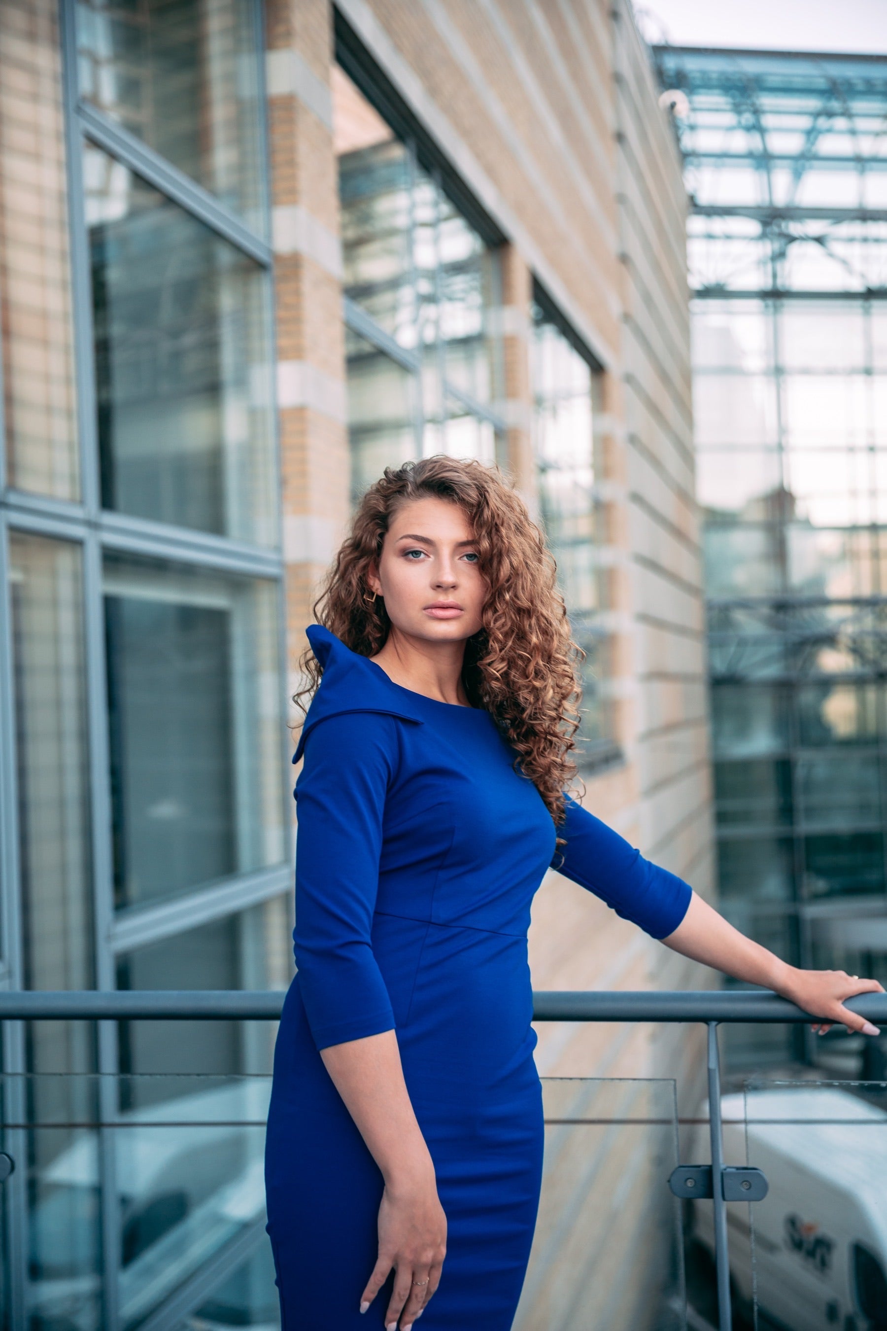 RAINA (PEACEFUL QUEEN) ELEGANT ROYAL BLUE SHOULDER DETAIL DRESS-DRESS-ROSA FAIZZAD