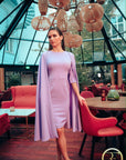 ACASIA (HONORABLE) - LILAC CAPE DRESS WITH QUARTER SLEEVES-DRESS-ROSA FAIZZAD