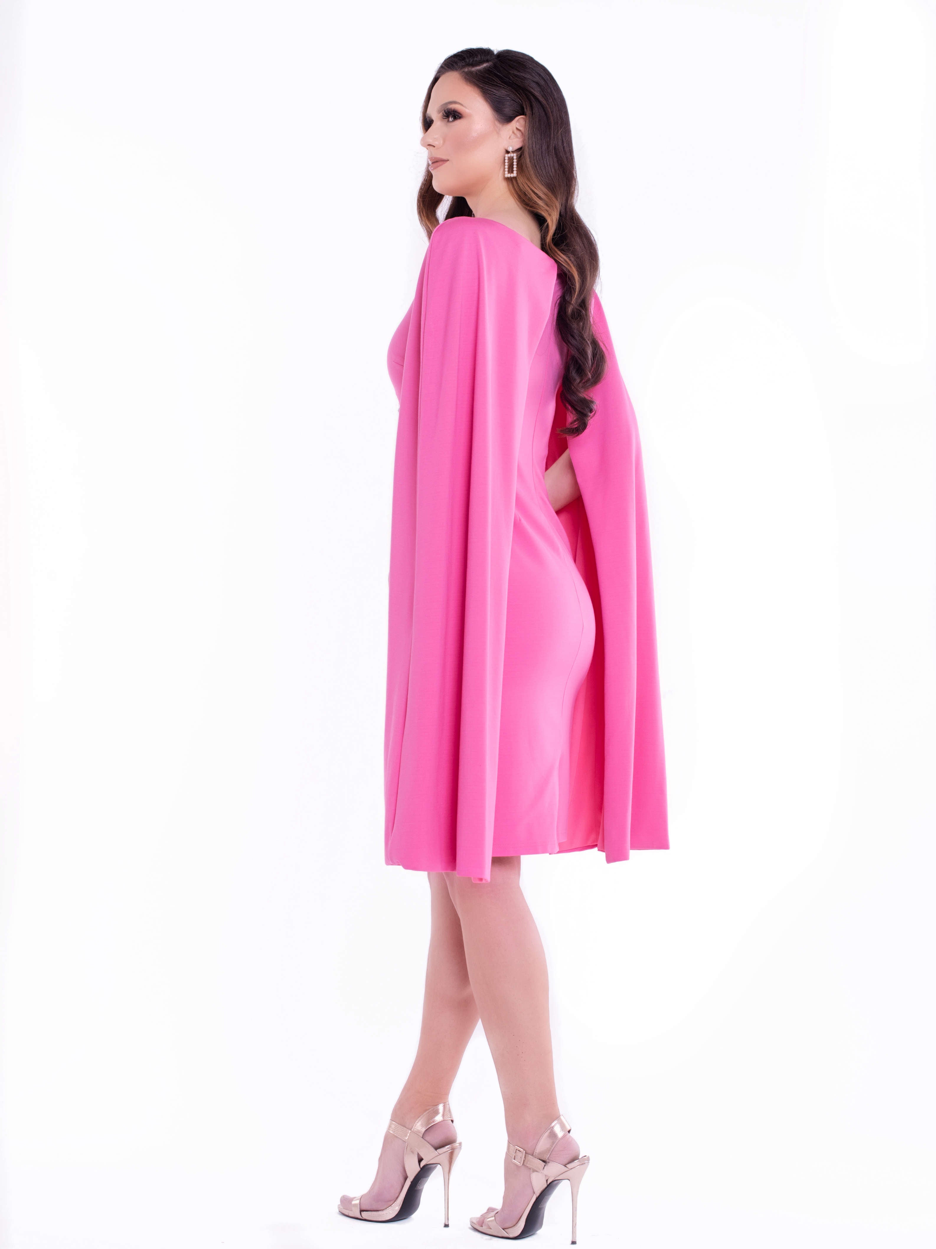 NIYAA (DESIRE) PINK CAPE DRESS-DRESS-ROSA FAIZZAD