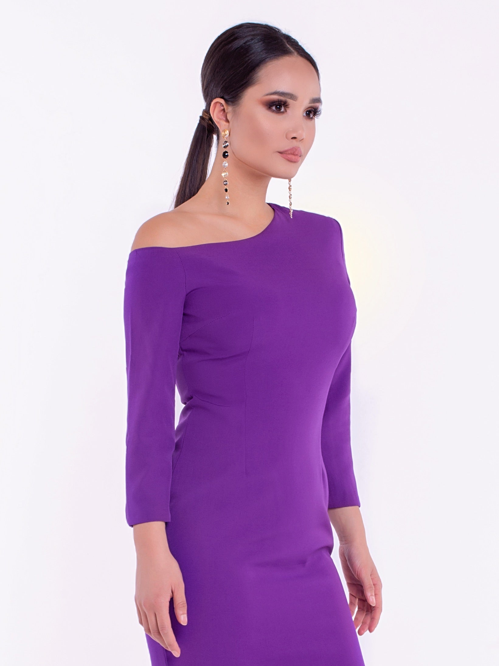 ALORA (DREAM) PURPLE SIDE NECK DRESS-DRESS-ROSA FAIZZAD
